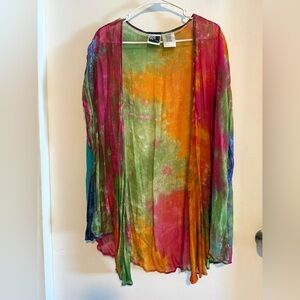 Phool Vibrant Tie-Dye Open Front Kimono for Casual or Beach